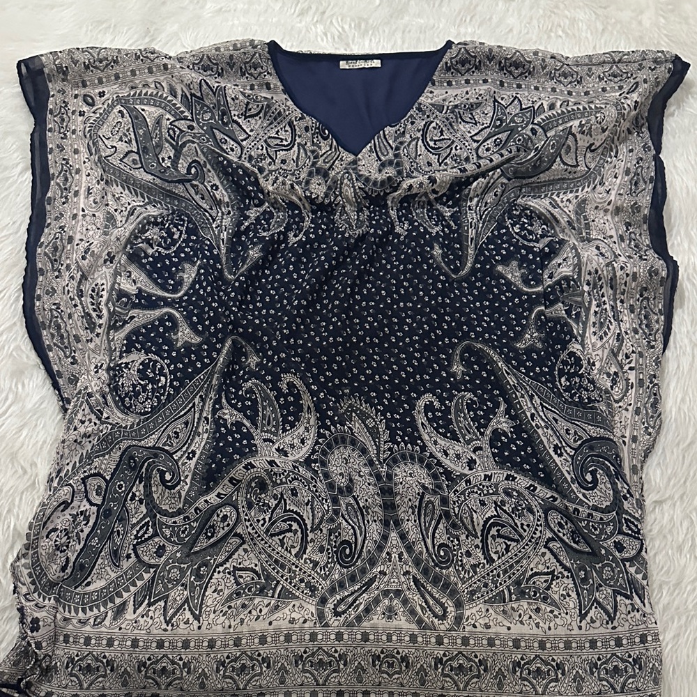 Speed Control Navy and White Paisley Midi Dress